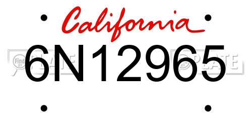 6N12965 California License Plate