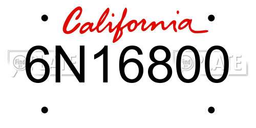 6N16800 California License Plate