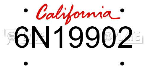 6N19902 California License Plate