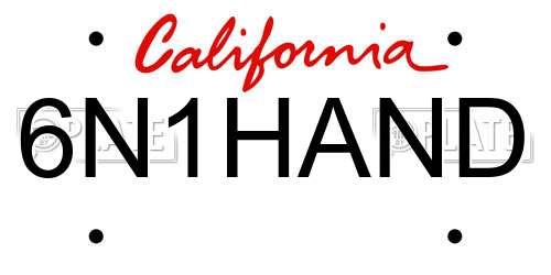 6N1HAND California License Plate