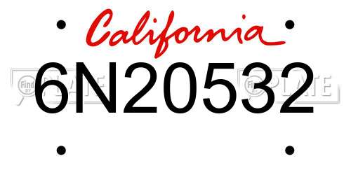 6N20532 California License Plate