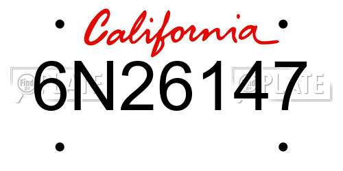 6N26147 California License Plate