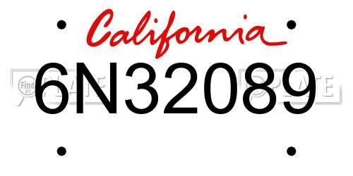 6N32089 California License Plate