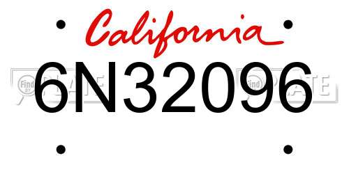 6N32096 California License Plate