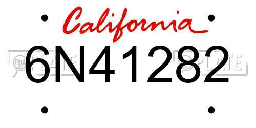 6N41282 California License Plate