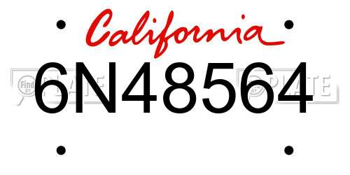 6N48564 California License Plate