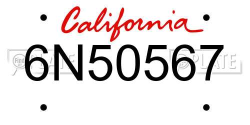 6N50567 California License Plate