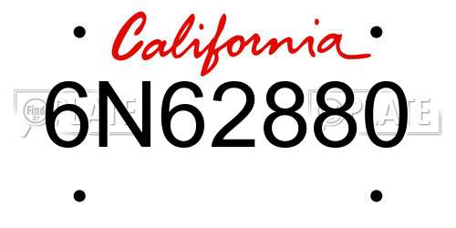 6N62880 California License Plate