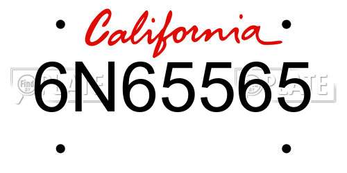 6N65565 California License Plate
