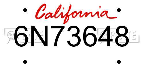 6N73648 California License Plate