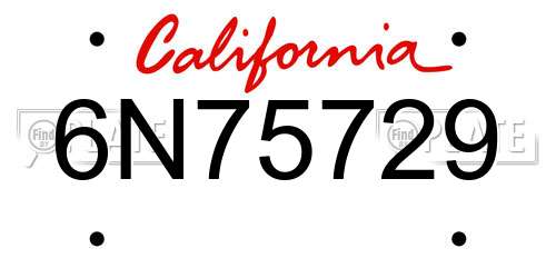 6N75729 California License Plate