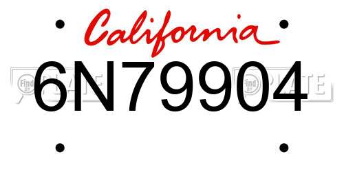 6N79904 California License Plate