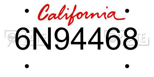 6N94468 California License Plate