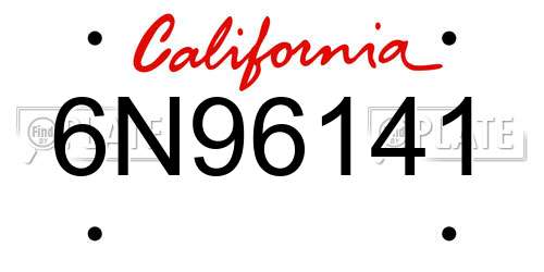 6N96141 California License Plate