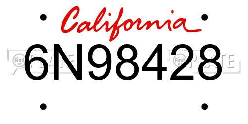 6N98428 California License Plate