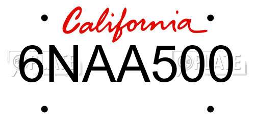 6NAA500 California License Plate