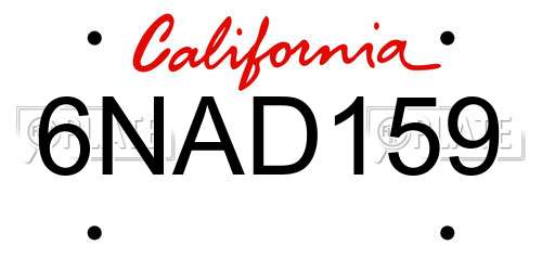 6NAD159 California License Plate