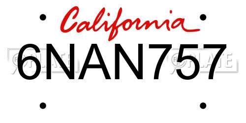 6NAN757 California License Plate