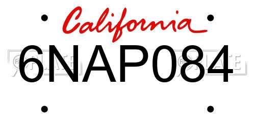 6NAP084 California License Plate