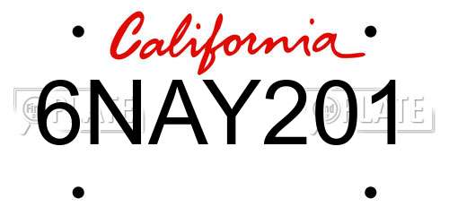 6NAY201 California License Plate