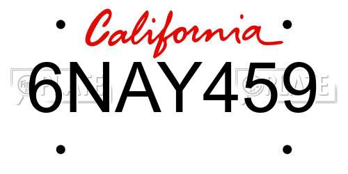 6NAY459 California License Plate