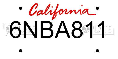 6NBA811 California License Plate
