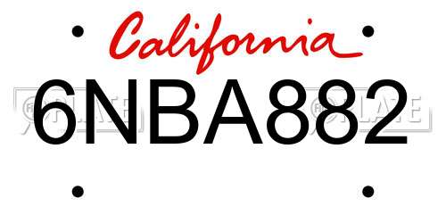 6NBA882 California License Plate