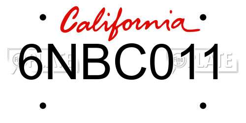 6NBC011 California License Plate