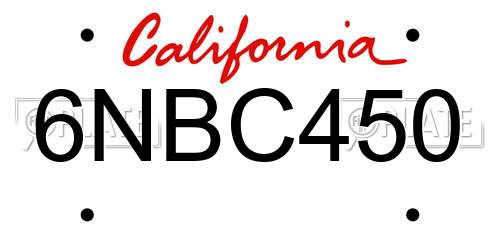 6NBC450 California License Plate