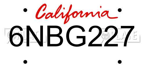 6NBG227 California License Plate