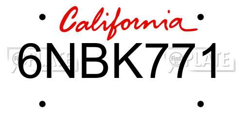 6NBK771 California License Plate