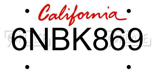 6NBK869 California License Plate