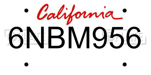 6NBM956 California License Plate