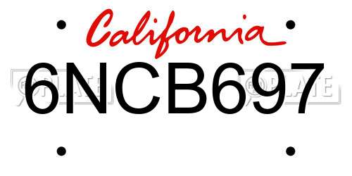 6NCB697 California License Plate