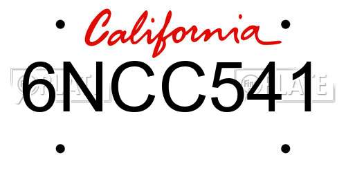 6NCC541 California License Plate