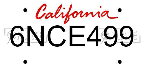 6NCE499 California License Plate