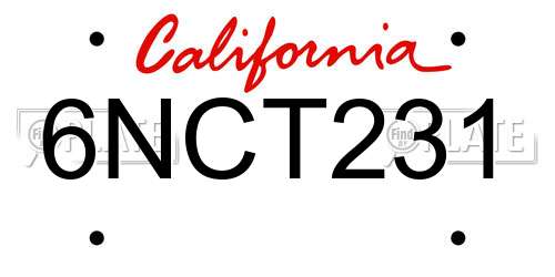 6NCT231 California License Plate