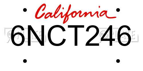 6NCT246 California License Plate