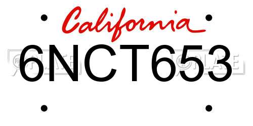 6NCT653 California License Plate