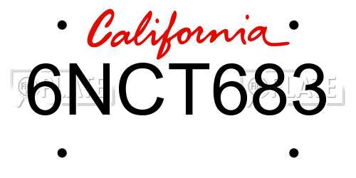 6NCT683 California License Plate