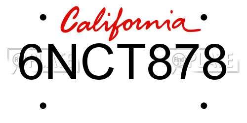 6NCT878 California License Plate