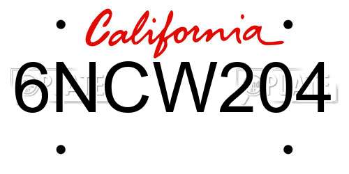 6NCW204 California License Plate