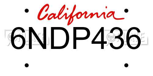 6NDP436 California License Plate