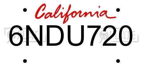 6NDU720 California License Plate