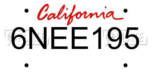6NEE195 California License Plate