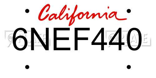6NEF440 California License Plate