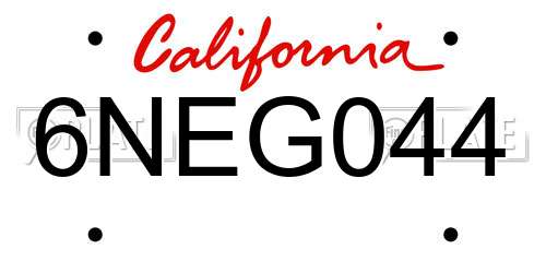 6NEG044 California License Plate