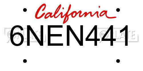 6NEN441 California License Plate