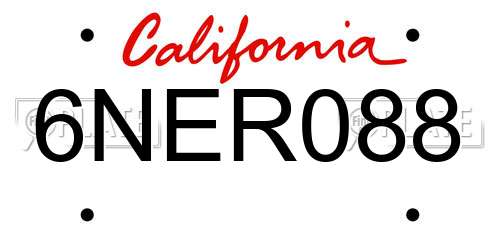 6NER088 California License Plate