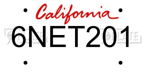 6NET201 California License Plate